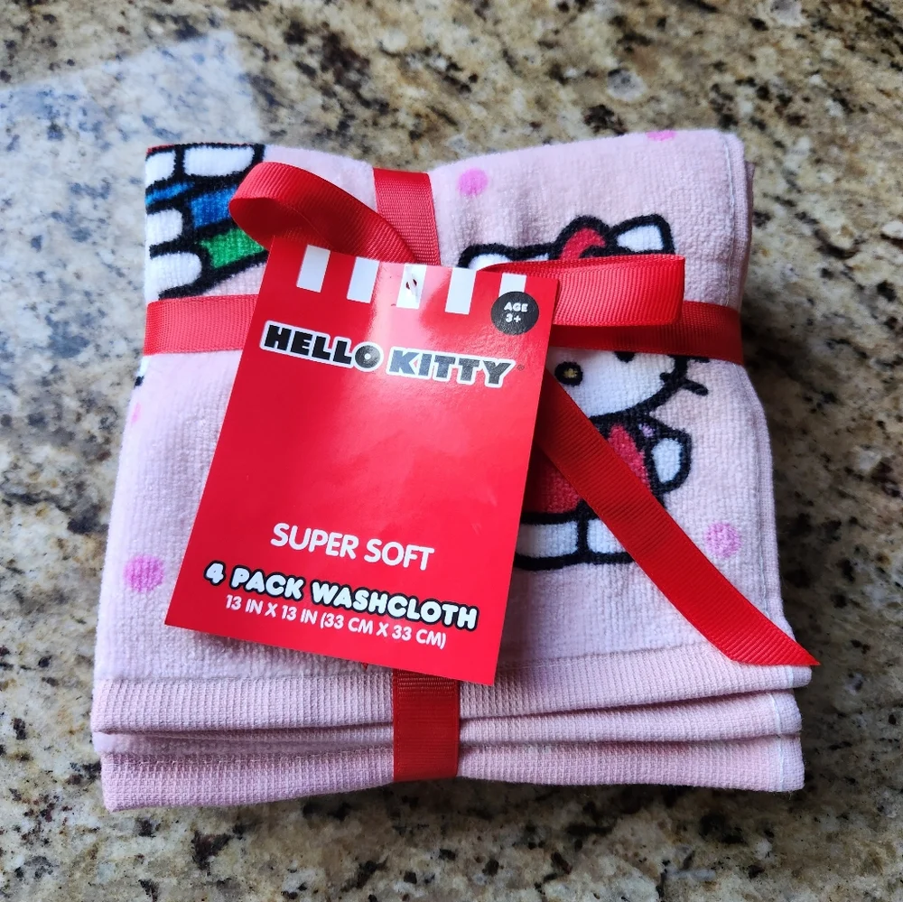 Hello Kitty- Adorable 4 Pack of Washcloths